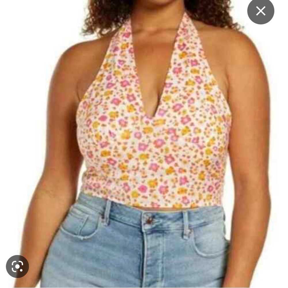 BP floral V neck Halter neck crop top (NWOT)
